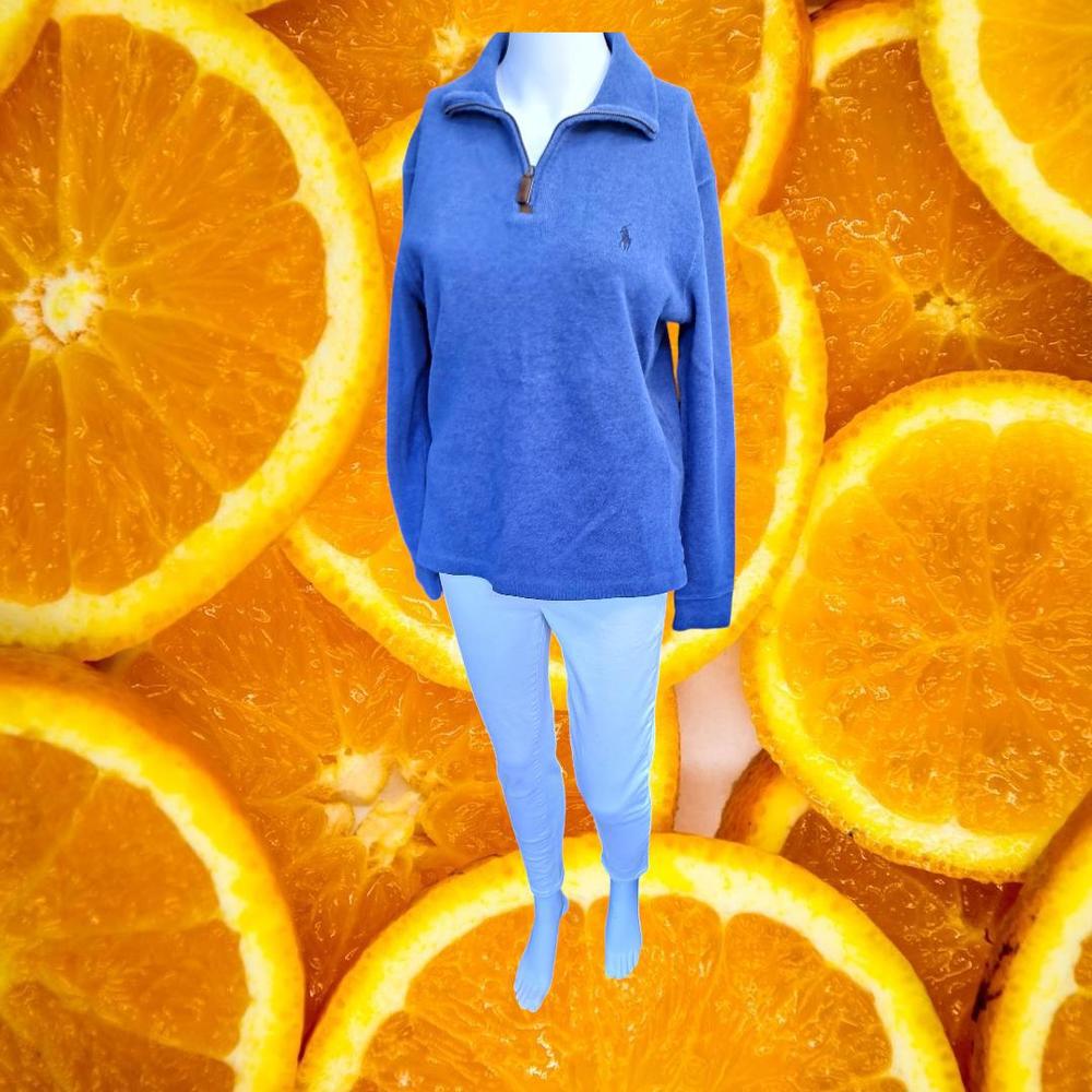 Polo Ralph Lauren‎ 1/4 Zip Blue with Blue Logo Sweater Size XS